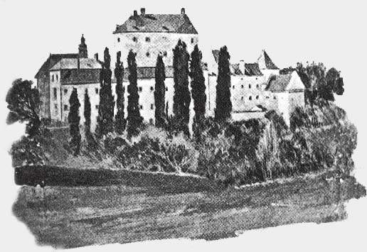 Pohľad zo severovýchodu na Bojnický zámok z konca XIX. storočia.