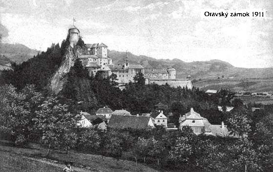 Oravský hrad na pohľadnici z roku 1911.