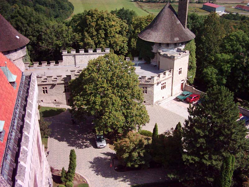 View from the tower to the courtyard.