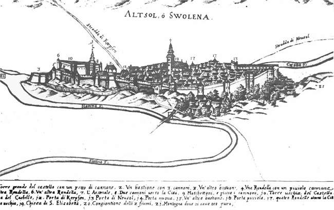 Castle and town Zvolen by Gaspara Bouttats (about 1640-1695/6) from 1676.