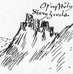 Dolný Pustý hrad na vedute Zvolena od J. Willenberga (okolo roku 1600).